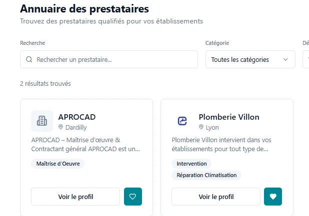 Annuaire des prestataires ClicSteer