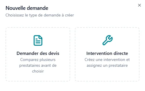 Demande de devis à un prestataire