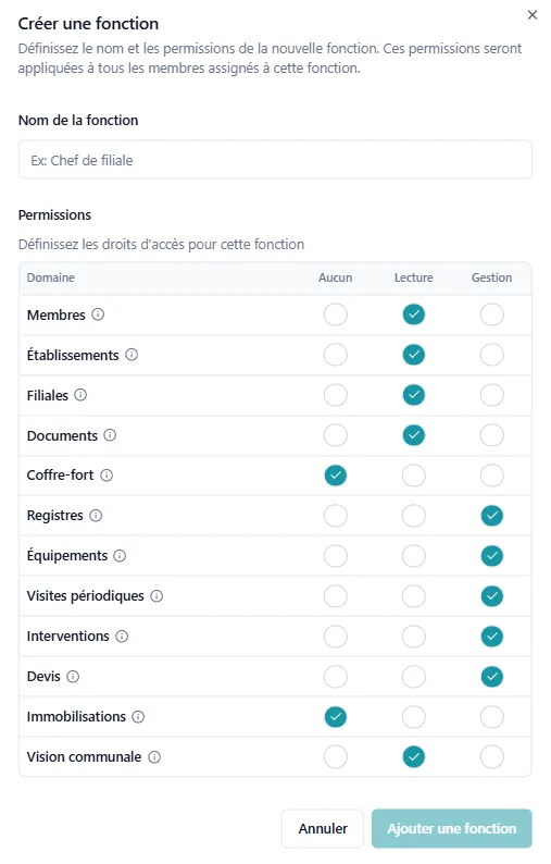 Attribution des permissions aux agents